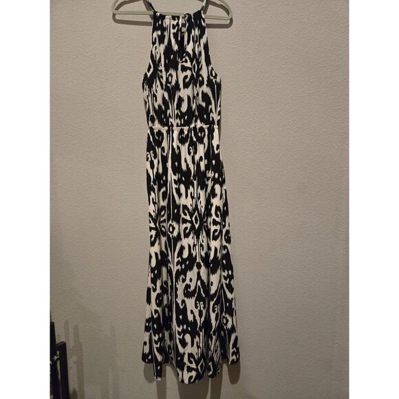 Athleta Women's M Black Ikat Bloom Halter Maxi Dress Casual Spring - Picture 9 of 11